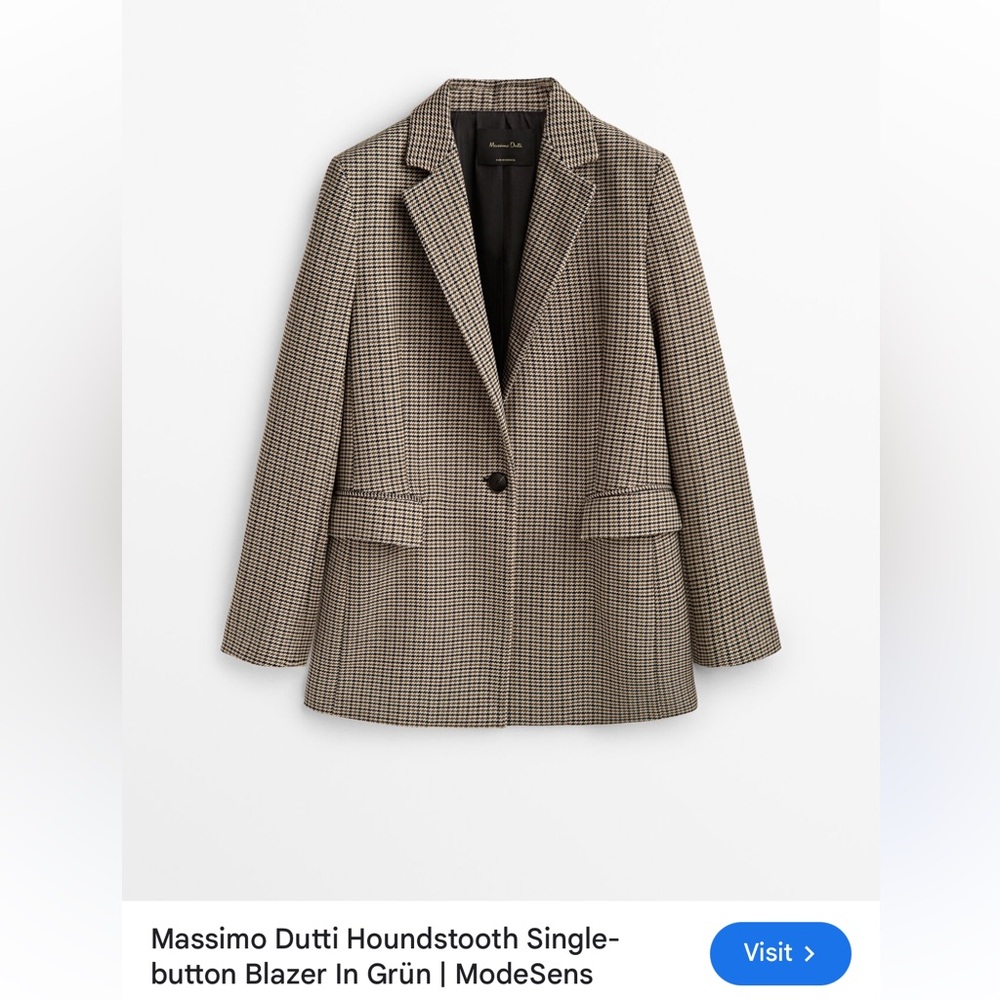 MASSIMO DUTTI NEW WOMAN Houndstooth single-button blazer!